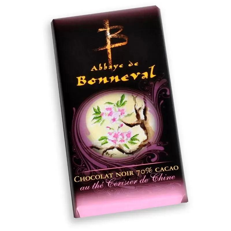 Tablette chocolat Noir-Thé cerisier de Chine 100g Abbaye de Bonneval