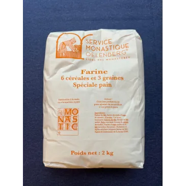 Farine 6 céréales 3 graines 2kg Abbaye d'Oelenberg