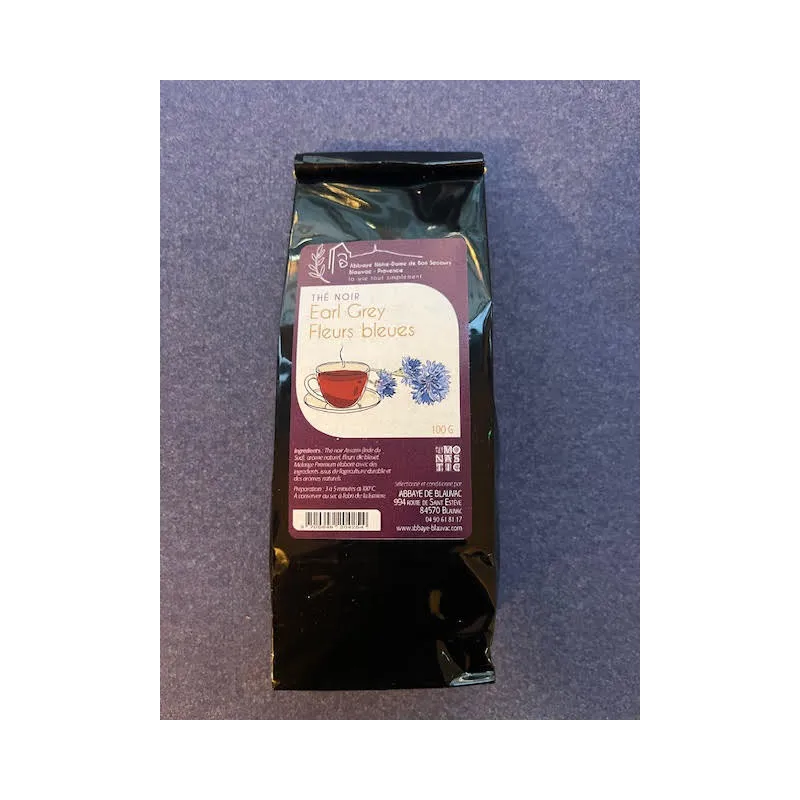 Thé noir Earl Grey Fleurs bleues 100g Abbaye de Blauvac