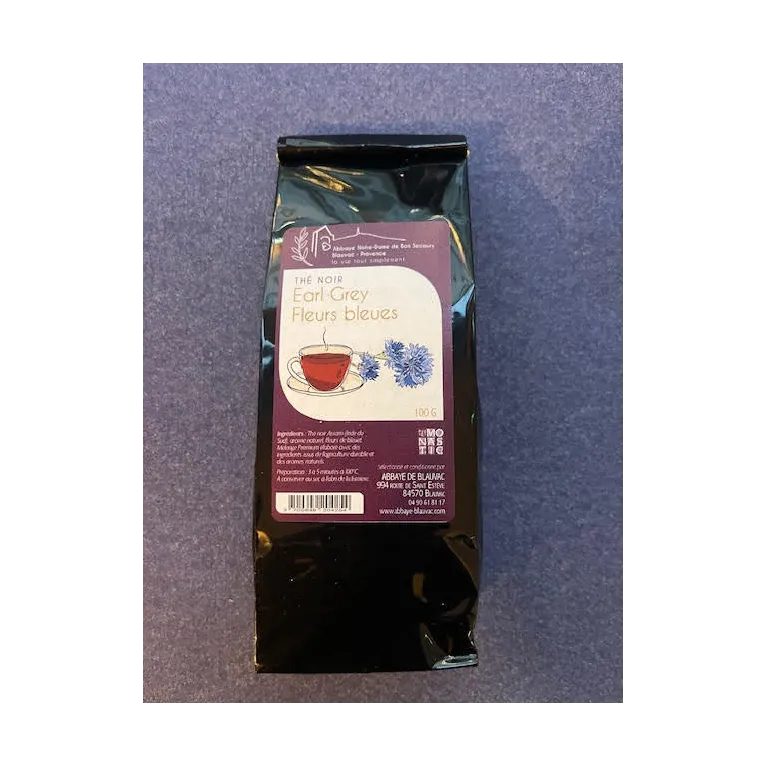 Thé noir Earl Grey Fleurs bleues 100g Abbaye de Blauvac