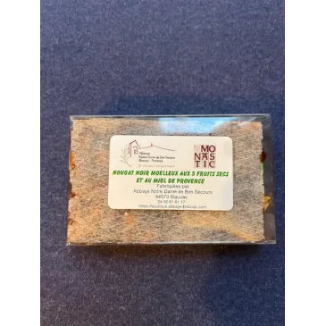 Nougat noir aux 5 fruits secs 120g Abbaye de Blauvac