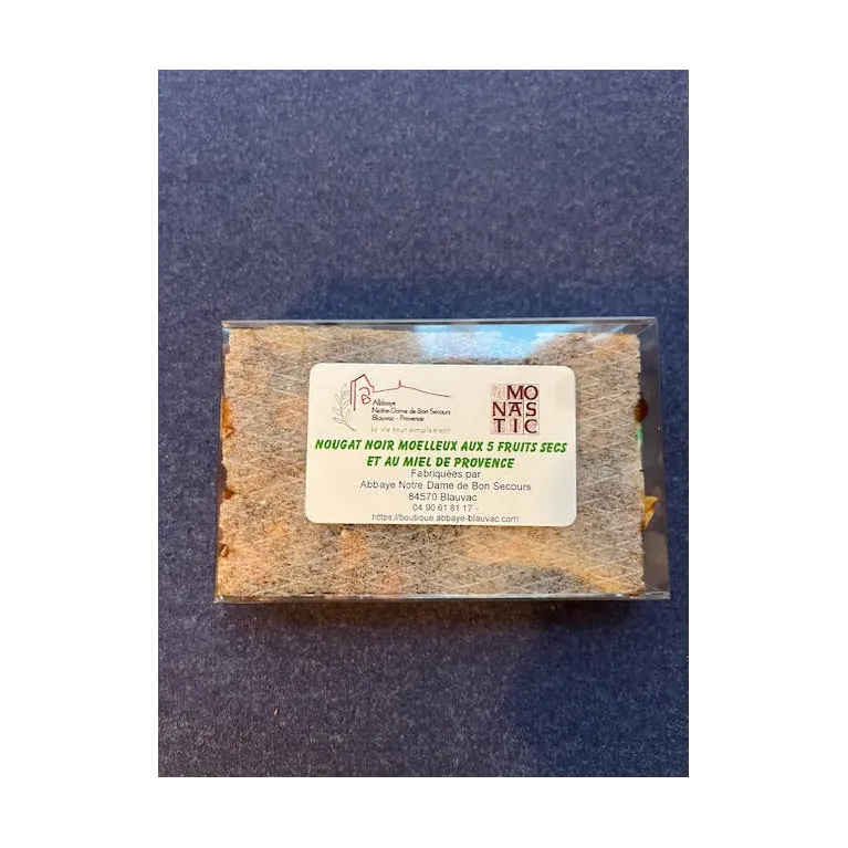 Nougat noir aux 5 fruits secs 120g Abbaye de Blauvac
