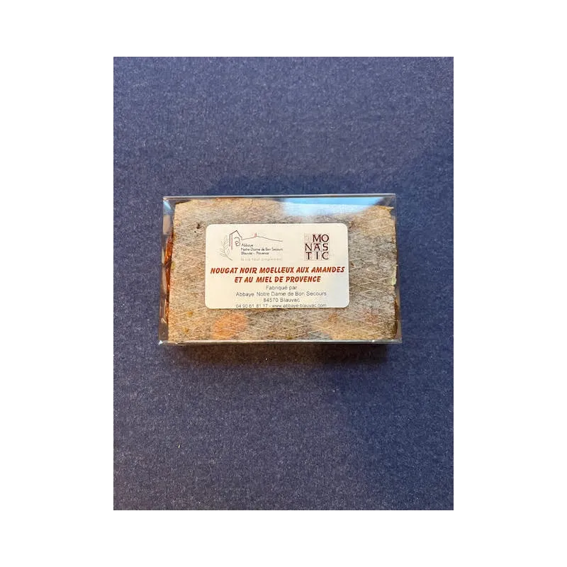 Nougat noir aux Amandes 120g Abbaye de Blauvac
