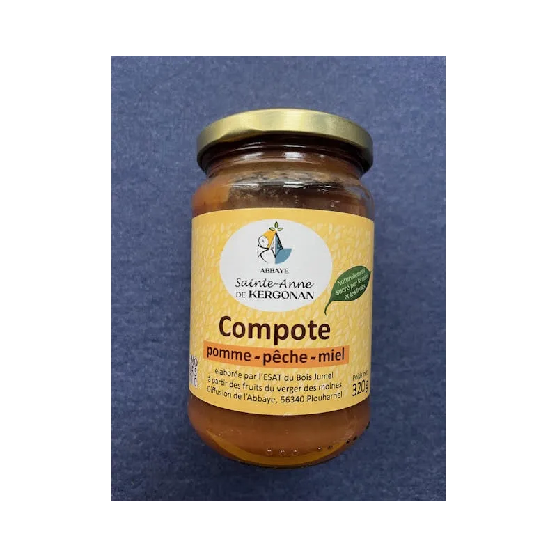 Compote Pomme-Pêche 320g Abbaye de Kergonan